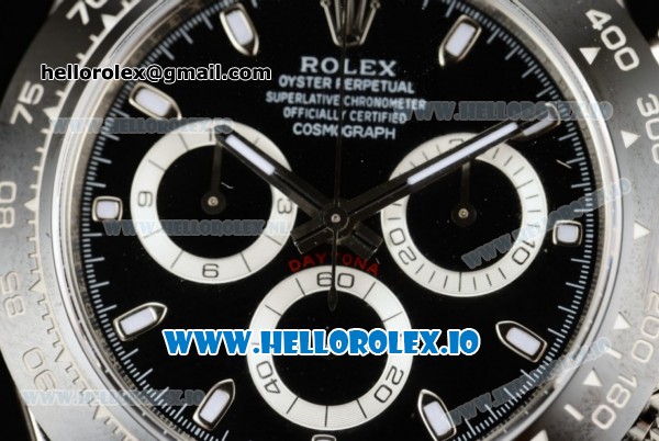 Rolex Cosmograph Daytona Clone Rolex 4130 Automatic Steel Case Black Dial With Stick Markers Steel Bracelet - 1:1 Original (AR) - Click Image to Close